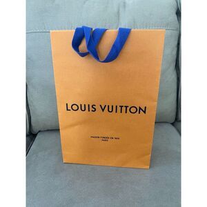 Louis Vuitton Orange Paper Shopping Bag with Ribbon Handle L 10" x H 14" x 4.5"